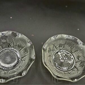 Vintage 2 Jeannette Iris Ruffled Fruit Bowls 5” Depression Glass 1930’s
